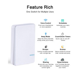 Smart Light Switch, Thinkbee 2.4Ghz WiFi Wireless Light Switch kit, Compatible with Alexa, Google Assistant and IFTTT, Outdoor 1969ft Indoor 164ft Remote Control, No Hub Required, Ceiling LED Lamp