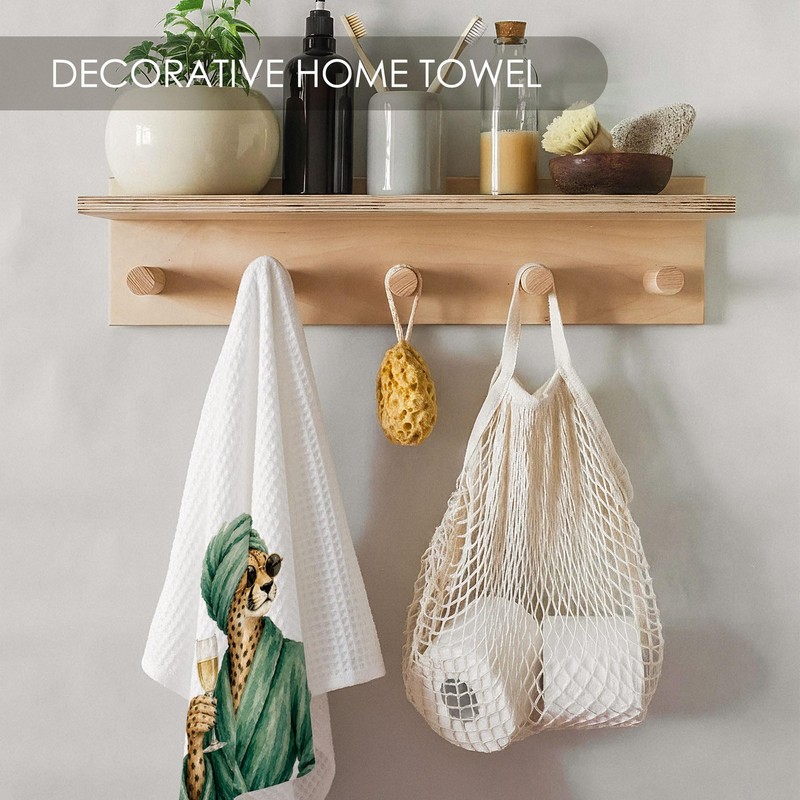 Fewgb Retro Green Cheetah Leopard Bathroom Towel Gifts Decor Set
