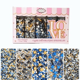 Confect Fathers Day Sprinkles | Black, Blue & White Sprinkles Mix | Celebration Sprinkles | Fancy Sprinkles | Assorted Pack of 5 Edible Sprinkles - 3.5oz (FD-01)