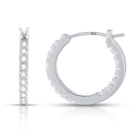 Gacimy Silver Hoop Earrings for Women, 20mm Cubic Zirconia Silver Hoop Earrings, 14k White Gold Plated Hoop with 925 Sterling Silver Post