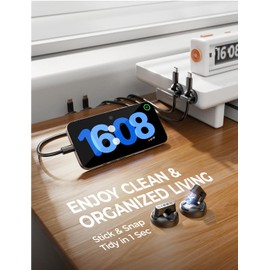 LISEN 8-Pack Magnetic Cable Clips [1S Snap-On] Cord Holder, LISEN Office Desk Organizers and Accessories with 4 Extra Strong Adhesive Pads, Wire Organizer for Nightstand, Home, Wall, Car, Desktop