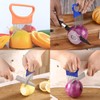 Linyongc 3Pcs Stainless Steel Onion Slice Holder and Tomato Slicer,