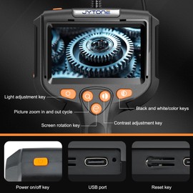Endoscope Camera with Light, 5.5mm Waterproof Borescope with 4.3" HD Screen, 6.6ft Semi-Rigid Cable for Automotive, Plumbing, Pipe Inspection
