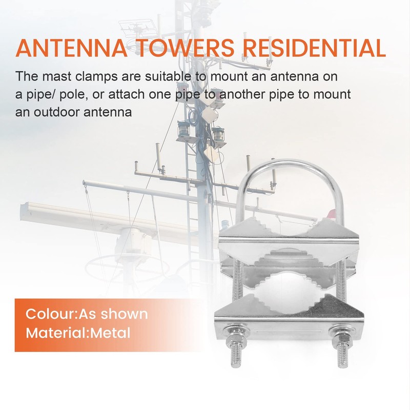 Ahvqevn 2 Sets Double Antenna Mast Clamp V Jaw Bracket