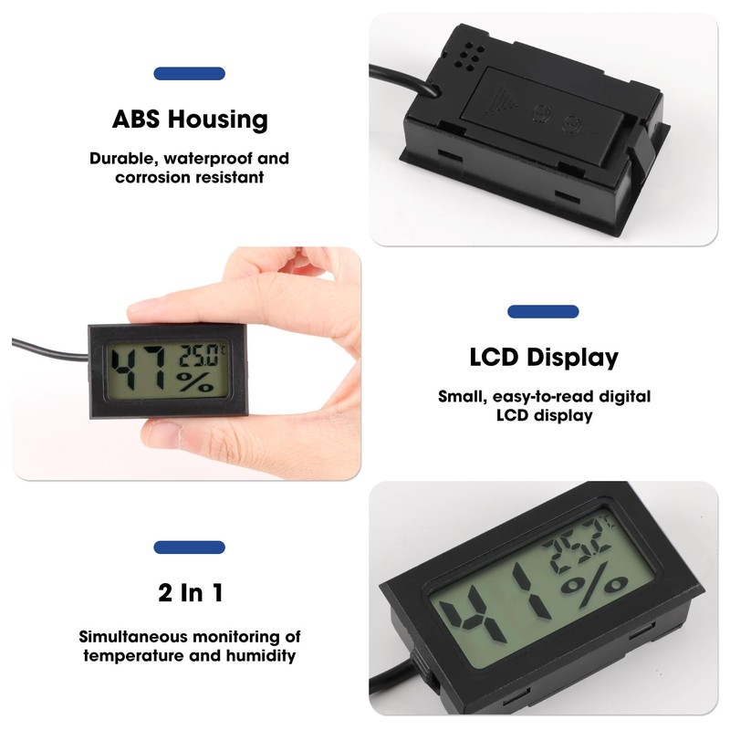 teasteam Digital Thermometer Hygrometer 3 Pack Mini Humidity Meter Reptile