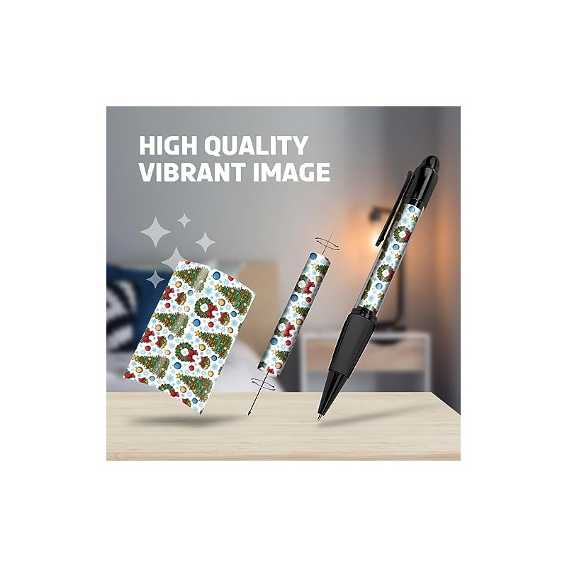 1x Black Ballpoint Pen (Photo Insert) - Vintage Christmas Tree