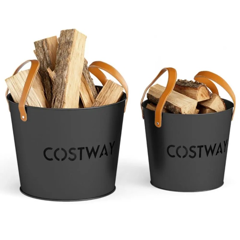 Set of 2 Metal Ash Buckets 11.5 & 8.5 Gal