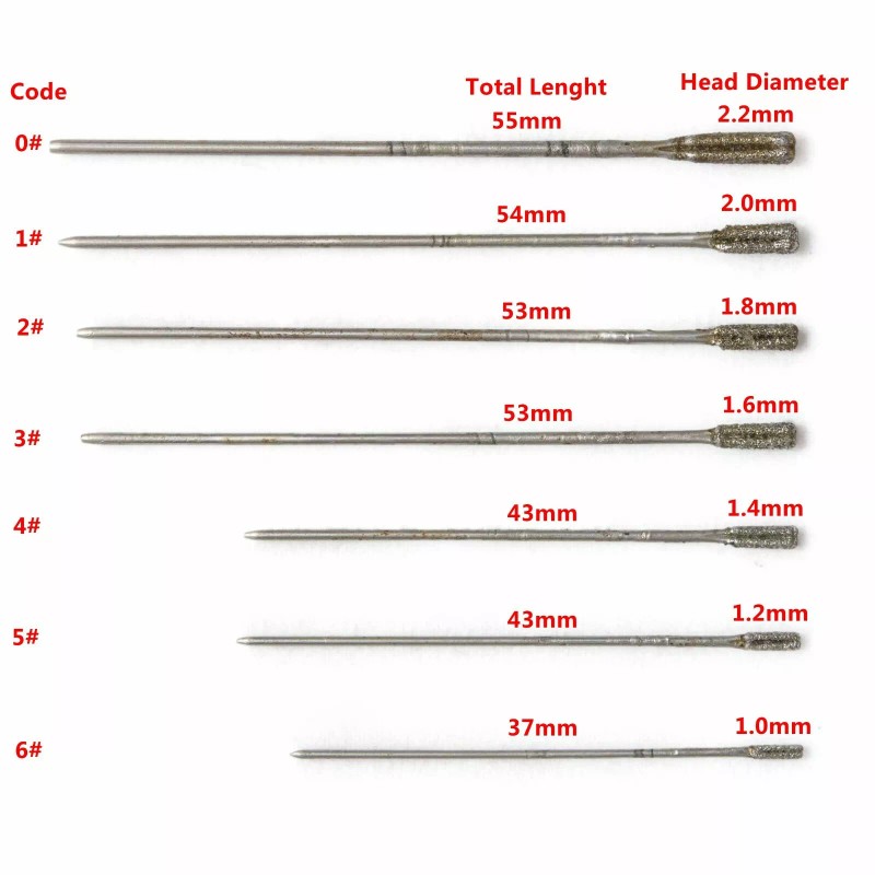 JINGLING 20Pcs 2.2 mm Diamond Lapidary Drill Bits Solid Hole