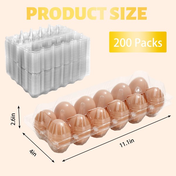 JarThenaAMCS JarThenaAMCS 200Pcs Plastic Egg Carton Bulk Empty Clear Egg