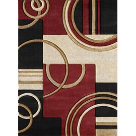 GLORY RUGS Area Rug Modern 8x10 Dark Red Soft Hand Carved Contemporary Floor Carpet with Premium Fluffy Texture for Indoor Living Dining Room and Bedroom Area