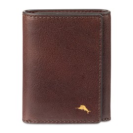 Tommy Bahama Men's Compact Trifold Leather Wallet, Brown, One Size