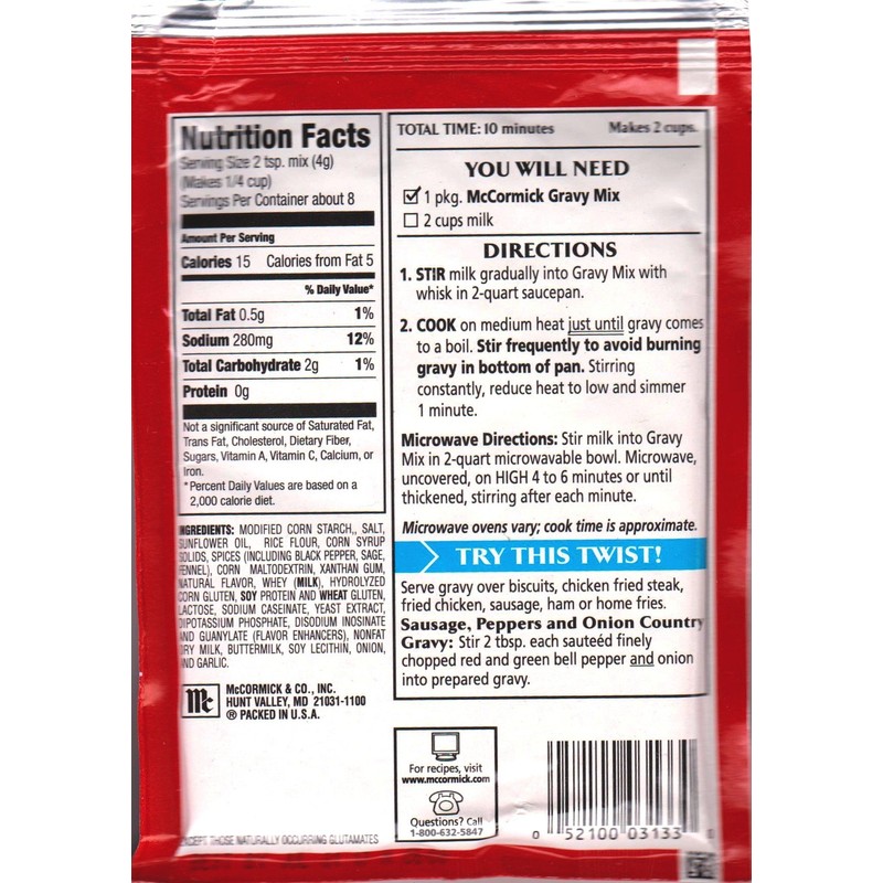 McCormick Sausage Country Gravy Mix (Pack of 4) 2.64 oz