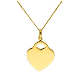 jewellerybox Gold Plated Large Sterling Silver Heart Necklace 24"