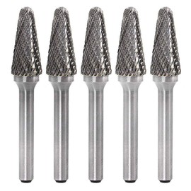 YUFUTOL SL-4 5pcs Tungsten Carbide Burrs Cylinder Shape Double Cut Rotary Burr File(1/2" cutter Dia X 1"Cutter Length) with 1/4'' Shank dia,Pack of 5