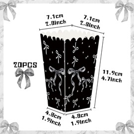 JeVenis Black Bow Goodies Boxes Bags Bowknot Theme Goodies Bags Birthday Party Favor Boxes Bags for Birthday Bridal Shower Baby Shower