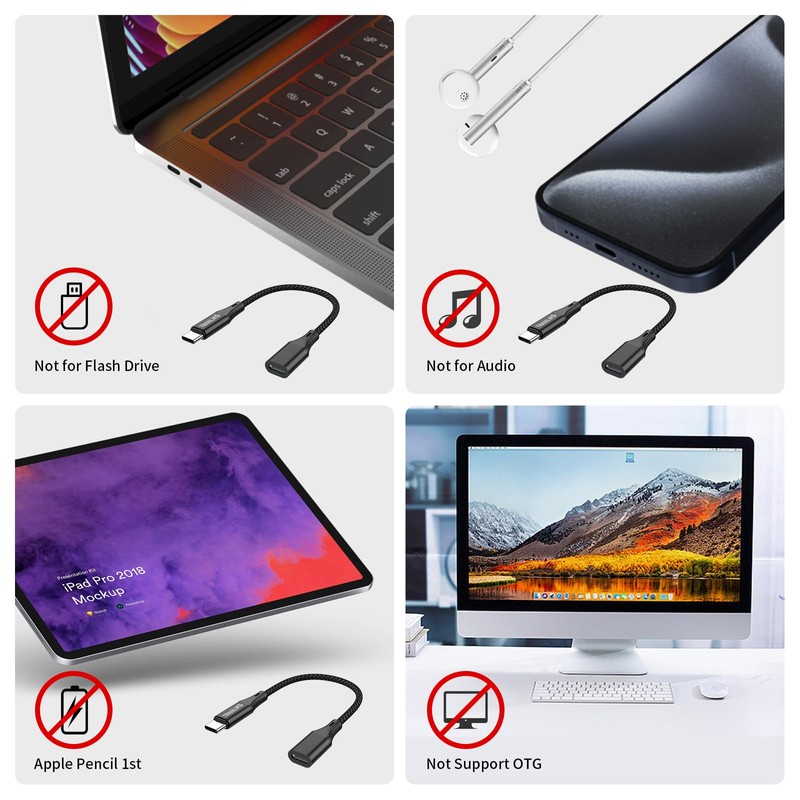 TRANLIKS USB C to Lightning Female Adapters 60W PD Fast