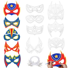 DIY Paper Superhero Mask for Children Party, 12 Pieces Superhero Colour-In Mask DIY Masks for Painting Children Make Your Own Mask for Child Cosplay Dress-Up Birthday Party Supplies