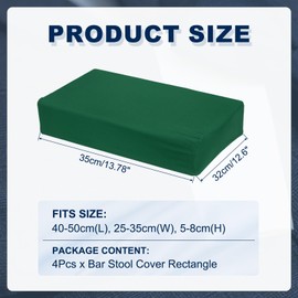 sourcing map Bar Stool Cover Rectangle, Stretch Washable Saddle Counter Vanity Barstool Slipcover Seat Cushion Protector with Elastic Band for Wooden Metal Bench Chair(Green, 4Pcs)