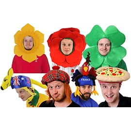 SCOTTISH TAM O'SHANTER HAT TARTAN PRINT WITH ATTACHED HAIR RUGBY FOOTBALL FANCY DRESS ACCESSORY SET SCOTLAND SPORT SUPPORTER