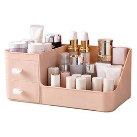 Organizador de Maquillaje y Cosméticos con Cajones, Multiusos (Rosa)  Caja Organizadora con Divisiones para Maquillaje, Material PP, Organizador de...