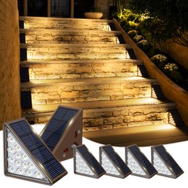 JOFIOS Solar Step Lights for Outside, 6pack Solar Stair Lights Outdoor Waterproof IP67, Outdoor Deck Step Light LED for Garden Stair, Patio, Front Door, Porch, Yard, Sidewalk Decor(Warm Brown)