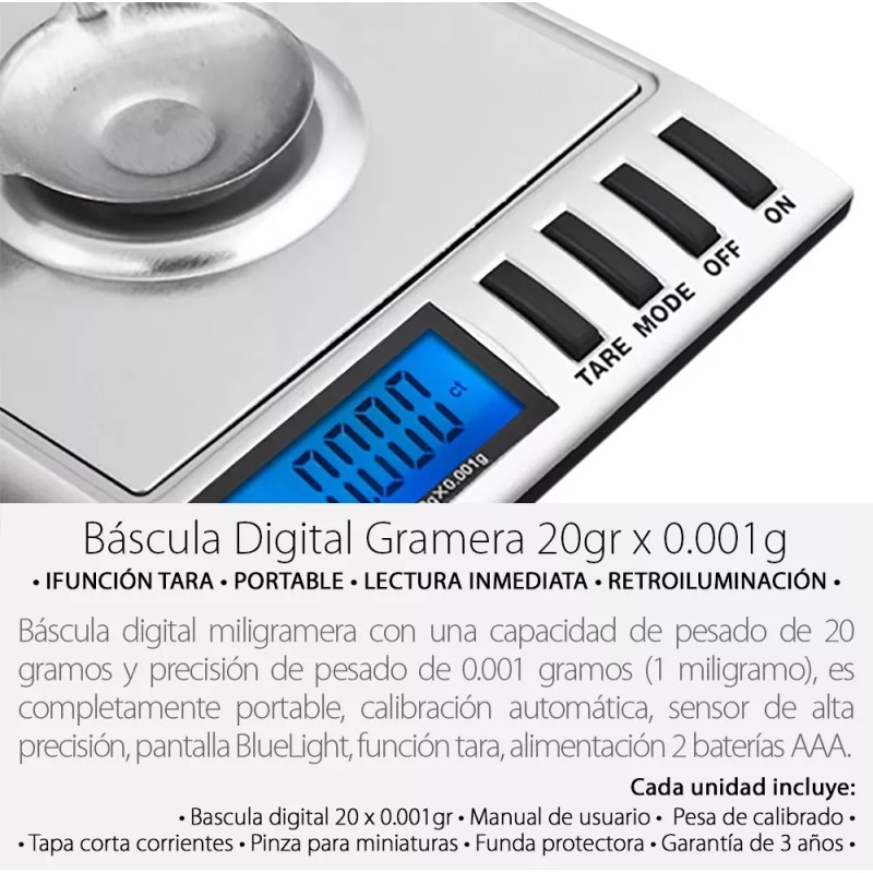 Mercader Digital Bascula Digital Miligramera 0.001gr X 20g Gramos Miligramos