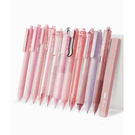 Mr. Pen- Gel Ink Pink Pen Set, 12 Pack, 1 x Aesthetic Highlighter, 0.5mm Cute Pink Pens Black Ink with Pastel Barrels