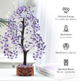 Amethyst Crystals, Artificial Tree, Money Trees, Crystals and Stones, Desk Decorations for Women Office, Feng Shui Decor, Meditation Crystals, Housewarming Gifts, Spiritual Gifts for Women, Gem Tree