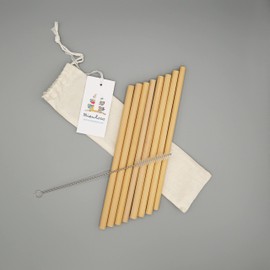 Mienloco Set of 8 Bamboo Straws with Brush, Reusable, Environmentally Friendly, Sustainable and Plastic-Free