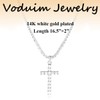 Voduim Silver Cross Necklace, 14K White Gold Plated Shinning Cross