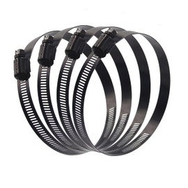 ISPINNER 4pcs 6 Inch Stainless Steel Adjustable 130-152mm Size Range Worm Gear Hose Clamp, Fuel Line Clamp for Plumbing, Automotive and Mechanical Application (Black)