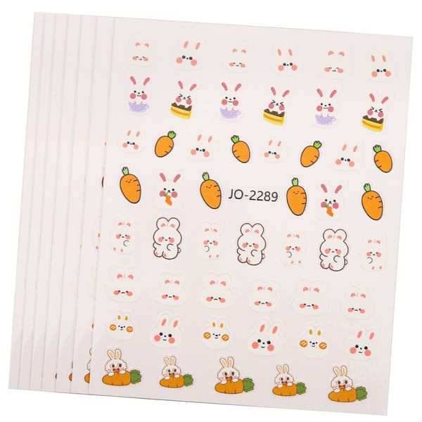Healeved 10sheets Easter Bunny Nail Decals Cute Nail Art Stickers