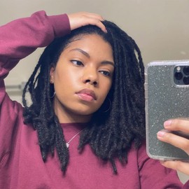 Loc Extensions Human Hair Dreadlock Extensions for Men/Women 8 inch 20 Strands 100% Natural Black Full Handmade Permanent Real Human Hair Can Be Dyed and Bleached (8Inch/20 locs，Natural Black/0.8cm)