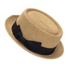 Pork-Pie-Hat-for-Men-Women Straw-Boater-Hat - Classic Boater Derby Sun Hats with Grosgrain