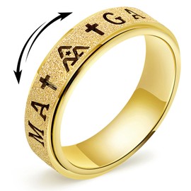 Fidget Toys Adults Anxiety Ring for Women: Fidget Spinner Cute Letter Symbol Thumb Ring Stainless Steel Gold Silver Black Size 5-10 (Gold, 10)