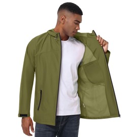 Avoogue Waterproof Jackets For Men With Hood Rain Jacket Men Lightweight Waterproof Raincoat With Hood Rain Gear Work Hunting Jacket Amy Green S