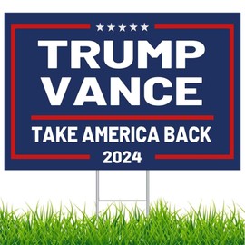 Trump Vance 2024 Yard Sign Trump Take America Back Yard Sign Trump Vance Lawn Sign With H Stake For President 18" x 12" Double-Sided Sign