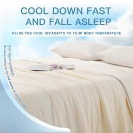 BOHOPOPM Summer Breathable Cooling Comforter & Temperature Regulating Blanket - Twin/Twin XL Size 68x90 Ivory Quilt, Ultra-Soft Lightweight Hot Sleeper Moisture for College Dorm Kid Child Girl Boy