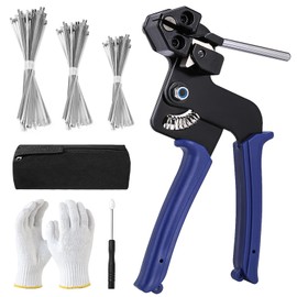 Metal Zip Tie Tool, Adjustable Fastening And Cutting Stainless Steel Cable Tie Gun, With 150pcs Metal Zip Ties & Free Zip Tie Release Tool for Outdoor Fence/Exhaust Pipe/Cable (zip ties tool)