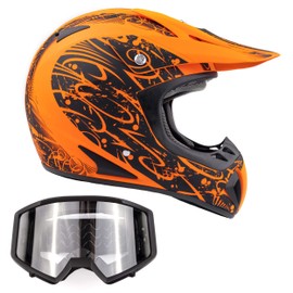 Typhoon Adult ATV Helmet & Goggles Gear Combo, Matte Orange w/Black (Small)
