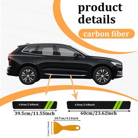 RGOAANC 4Pcs Car Door Sill Protector, Carbon Fiber Anti Kick Pad Sticker, Threshold Cover Strips for Edge/Front and Rear Bumper/Door Sill Protector (Green)