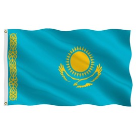 Kazakhstan Flag 4X6 FT, Kazakhstan National Polyester Flags, Double Stitched Republic of Kazakhstan Flags with Brass Grommets and Stronger Header. (4X6)