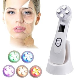 Máquina Belleza Facial RF Electroporación EMS LED 6 Colores Cara Anti Arrugas acné cicatrices con USB Carga Portátil Reafirmante Facial Piel Rejuvenecimiento masaje Belleza dispositivo (Sin Caja)