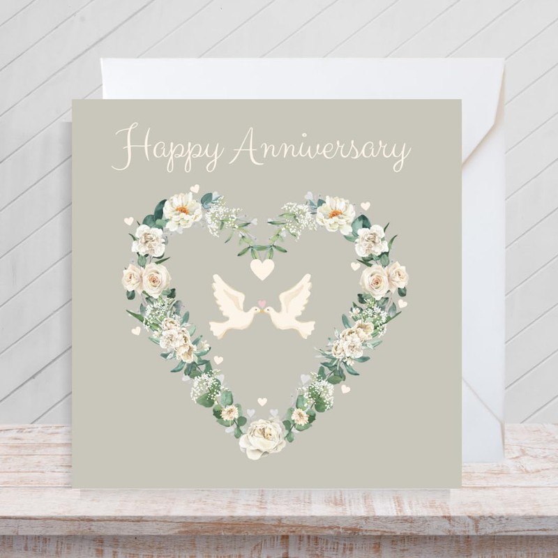 Second Ave Flower Heart Anniversary Square Card Partner Wife Husband