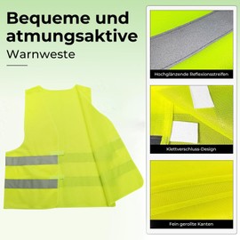 InfiniZer Pack of 6 High Visibility Car Vests, Green High Visibility Reflective Vests for Construction Workers, Drivers and Night, High Visibility Vest for Adults and Children (6, Green)