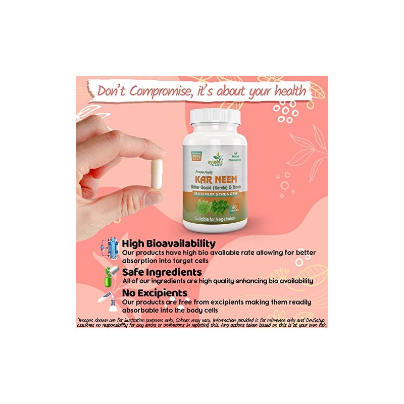 Ayushya Karneem (Karela Neem) Capsule, 60 Capsules, Natural, (Pack of