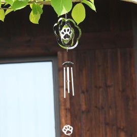 Paw Print Wind Chimes for Outside with Wind Spinners,Hanging Decor for Garden Patio Backyard Porch,Dog Cat Pawprint Memorial Windchimes,Dog Gifts for Moms Friends Teachers Sympathy Retirement Pawprint