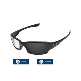 1.6MM Polarized Replacement Lenses for Oakley Fives Squared (4+1)² OO9238 54mm Sunglasses, UV Protection, Dark Mirror Lens, Repair Parts&Kit (Clear to Black Photochromic)