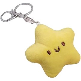 Plush Star Keychain - Soft Durable Backpack Accessories for Women, Yellow Star Pendant with Carabiner Clip for Keys and Bags
