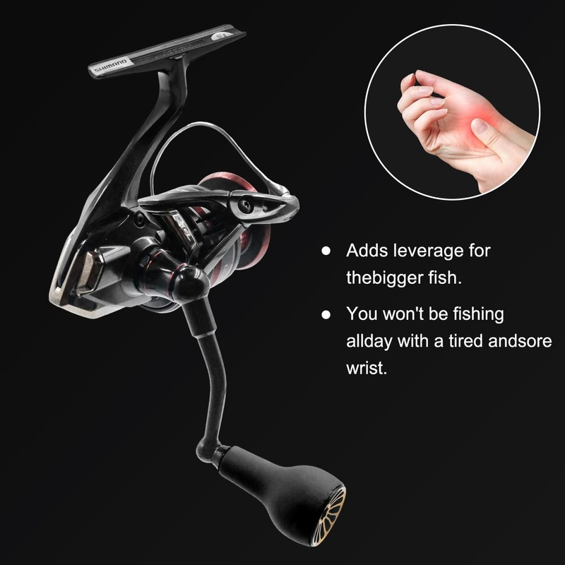 JINOHNAMILL 63mm Black Fishing Spinning Reel Handle Replacement for Shimano